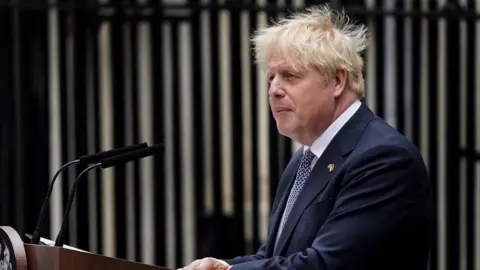 PA Media Boris Johnson giving his resignation speech