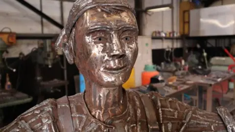 North Tyneside Council Close up of sculpture;s face