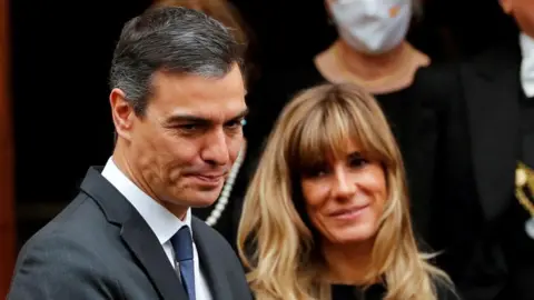Reuters Spanish Prime Minister Pedro Sanchez and his wife Maria Begona Gomez Fernandez leave after meeting with Pope Francis, at the Vatican, October 24, 2020