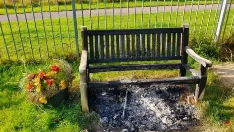 Cadbury Heath FC The burnt bench at Cadbury Heath FC in Bristol