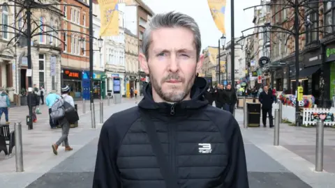 Del Clarke pictured in Cardiff city centre. He lost his home and job after becoming a heavy drinker