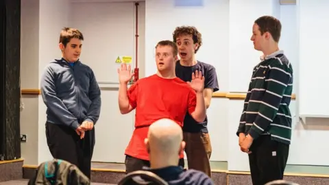 Christopher Hall Four students performing at Herts Inclusive Theatre