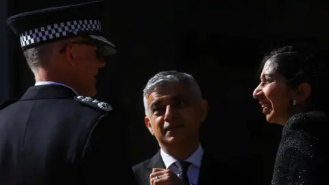 Reuters Sir Mark Rowley, Sadiq Khan and Suella Braverman