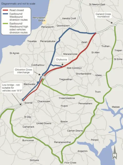 Section of A30 in Cornwall to be closed for weekend