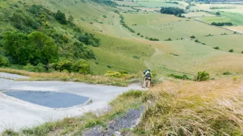 English Heritage A panel of the concrete hill figure