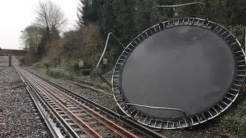 Network Rail Trampoline on tracks