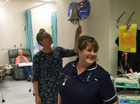 Carly Appleby Carly rings a bell in the hospital