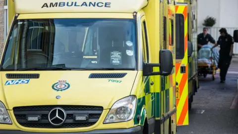 Getty Images Image of an ambulance arrive at A&E