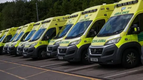 Reuters Ambulances lined up