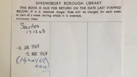 Marina Rees Inside of library book