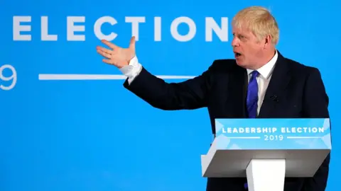 Reuters Boris Johnson addresses the hustings in Nottingham