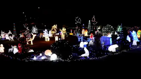 Winter wonderland in a garden in North Wingfield, near Chesterfield, Derbyshire