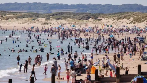 TOLGA AKMEN/EPA-EFE/REX/Shutterstock Camber Sands on a busy day