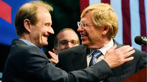 Getty Images Lawyers David Boies (L) and Theodore Olson hug during a rally to celebrate the ruling to overturn Proposition 8 on August 4, 2010 in West Hollywood, California