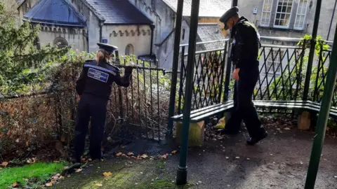 Avon and Somerset Police Officers carry out a 'knife sweep'