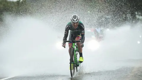 Getty Images Cyclist in rain