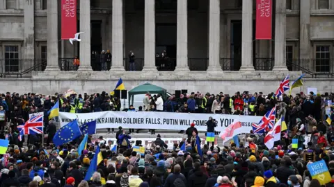 Reuters A protest against Russia's invasion of Ukraine