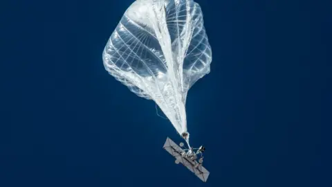 Loon A solar-powered transmitter hanging from a balloon