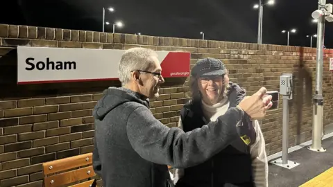 BBC People on platform at Soham railway station