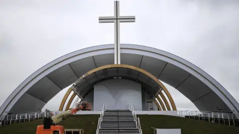 Reuters The stage constructed in Dublin's Phoenix Park for the Papal Mass