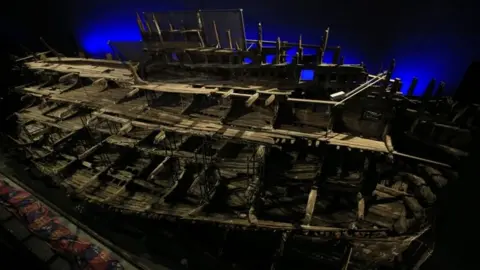 PA Media The remains of the Mary Rose at the Portsmouth Historic Dockyard