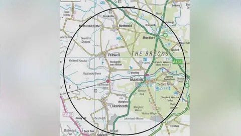 DEFRA A 10km (6.2m) control zone near Feltwell, near Downham Market