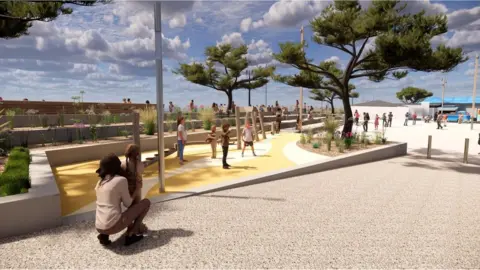 Coastal Partners A CGI of the planned new seafront area between the Pyramids Centre and South Parade Pier