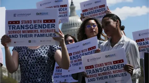 Getty Images Activists rally against the military ban