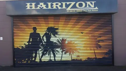 North East Lincolnshire Council Painted shop shutter