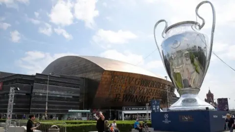 PA European Cup mock-up near Wales Millennium Centre