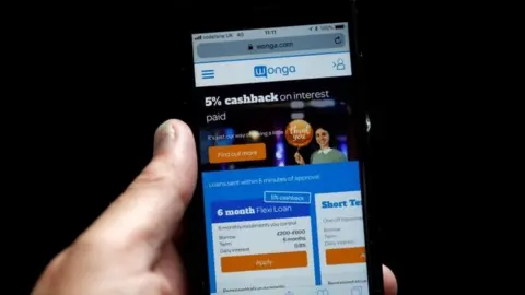 Reuters Wonga website on phone