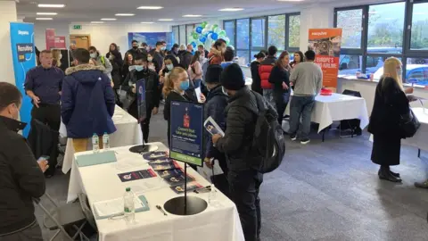 Helen Mulroy/BBC People at jobs fair