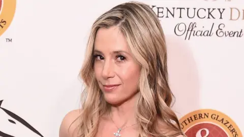 Getty Images Mira Sorvino poses for the camera at the Kentucky Derby in early 2017