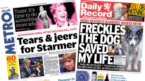 composite image of the daily record and the metro