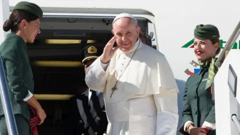 AFP/Getty Pope boards flight