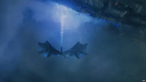 HBO The Ice King destroying the wall on a dragon