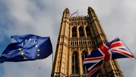 Getty Images uk parliament uk eu flags