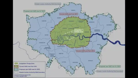 TfL Map of current and expanded ULEZ zone