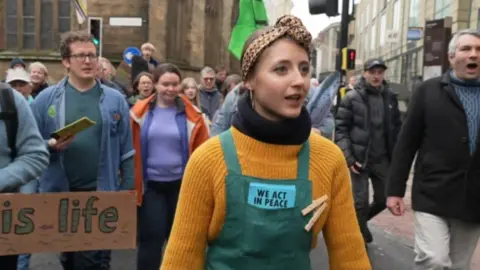 Nicola Rees/BBC The protest in York