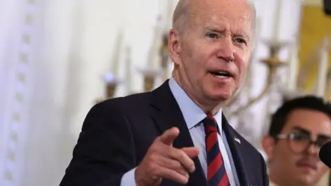 Getty Images Biden at a Pride event at the White House in July 2022