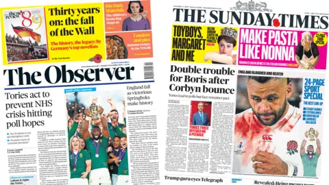 Observer and Sunday Times front pages