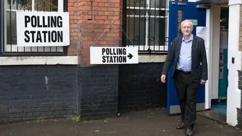 Getty Images Jeremy Corbyn at a polling station