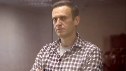 Getty Images Russian opposition activist Alexei Navalny during an offsite hearing of the Moscow City Court, 20 February 2020