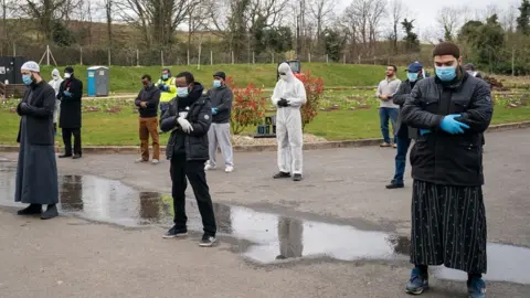 PA Media A prayer is said at the funeral in Chislehurst of Ismail Mohamed Abdulwahab, 13, from Brixton, south London,