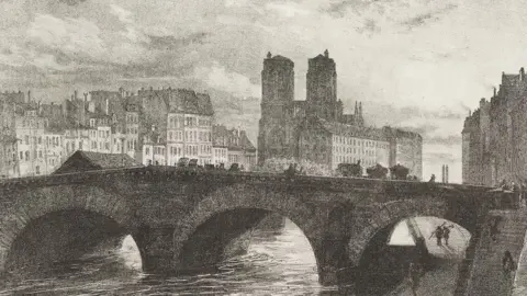 Getty Images 1857 drawing of NOtre Dame