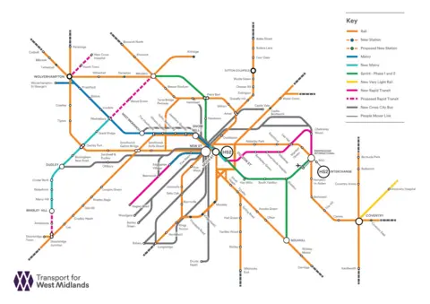 Transport for West Midlands A combined authority map of transport in the West Midlands