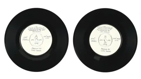 Bonhams Test pressings of the Sex Pistols' single Anarchy In The UK/I Wanna Be Me from 1976