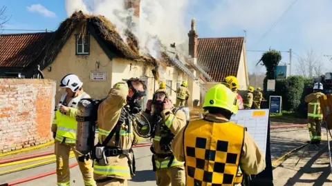 Suffolk Fire & Rescue Service Fire at The Ship Inn, Levington