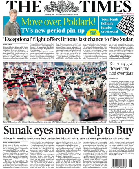 Front page of the Times