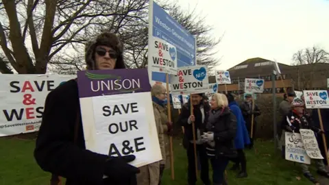 Protestors outside hospital